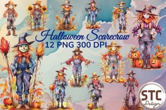 Download Halloween Scarecrow Watercolor Bundle - Watercolor bundle Collection