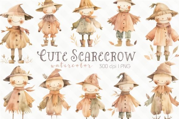 Download Cute Scarecrow Watercolor Clipart - Cute Collection