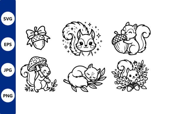 Download Cute Squirrel Collection Black and White - Cute Collection