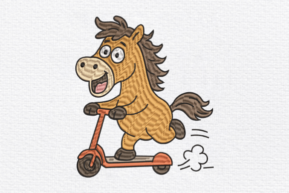 Download Cute Horse Riding Scooter Embroidery - Premium Resources