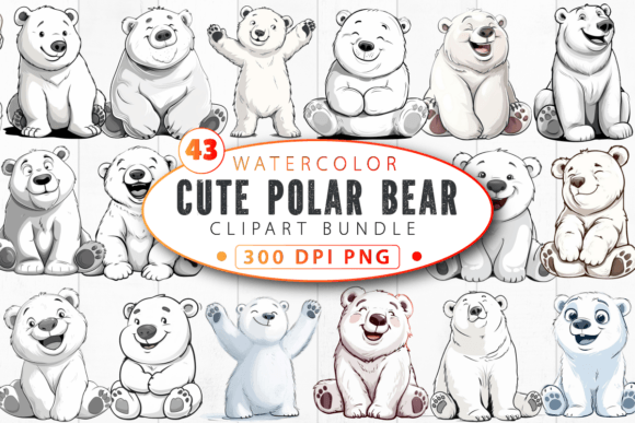 Download Funny Cute Polar Bear Clipart Bundle - Cute Collection