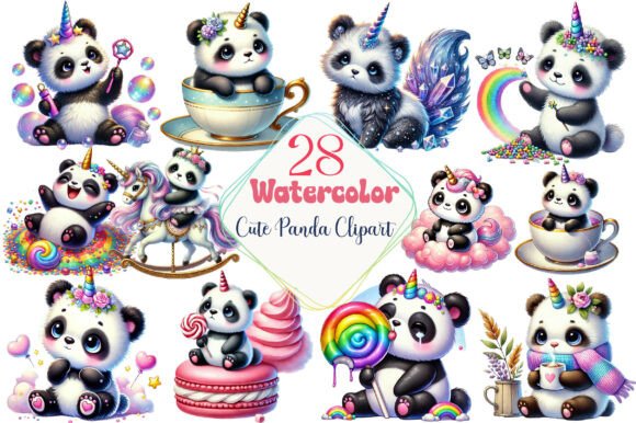 Download Watercolor Cute Panda Clipart - Cute Collection